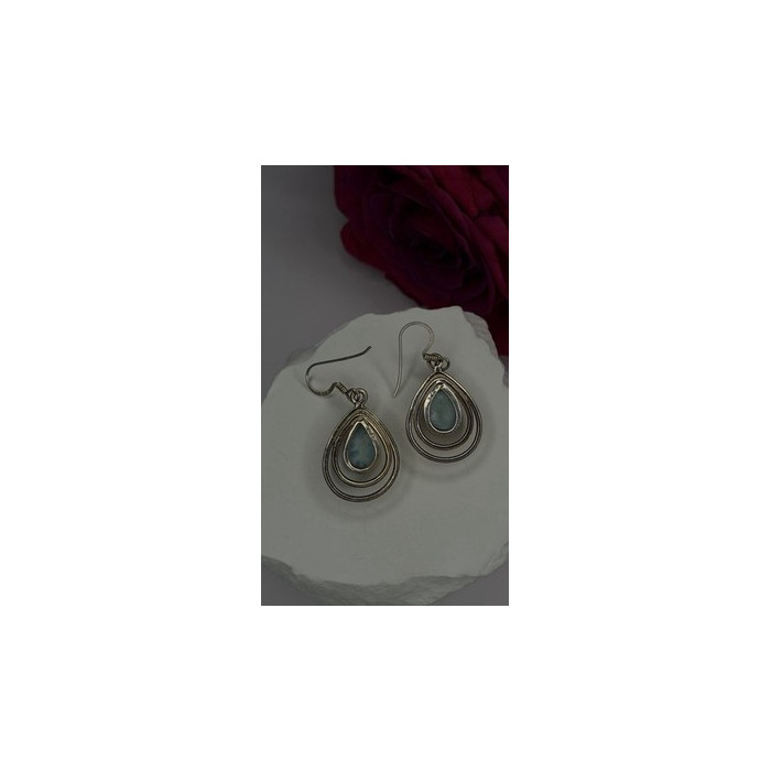 Vintage 925 Sterling Silver Blue Larimar Drop Earrings