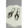 Vintage 925 Sterling Silver Mother-of-pearl Cabochons Dangle Earrings