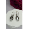 Vintage 925 Sterling Silver Mother-of-pearl Cabochons Dangle Earrings