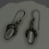 Vintage 925 Sterling Silver Mother-of-pearl Cabochons Dangle Earrings