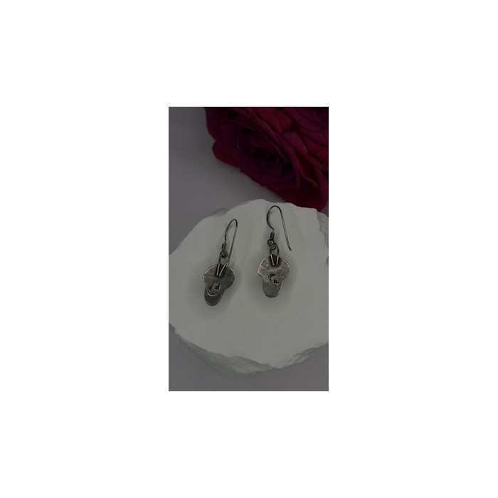 Vintage 925 Sterling Silver Mother-of-pearl Cabochons Dangle Earrings