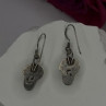 Vintage 925 Sterling Silver Mother-of-pearl Cabochons Dangle Earrings