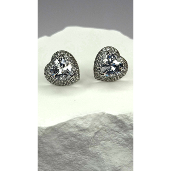 925 Sterling Silver Moissanite Heart Stud Earrings