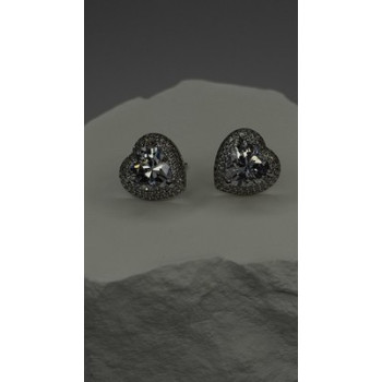925 Sterling Silver Moissanite Heart Stud Earrings