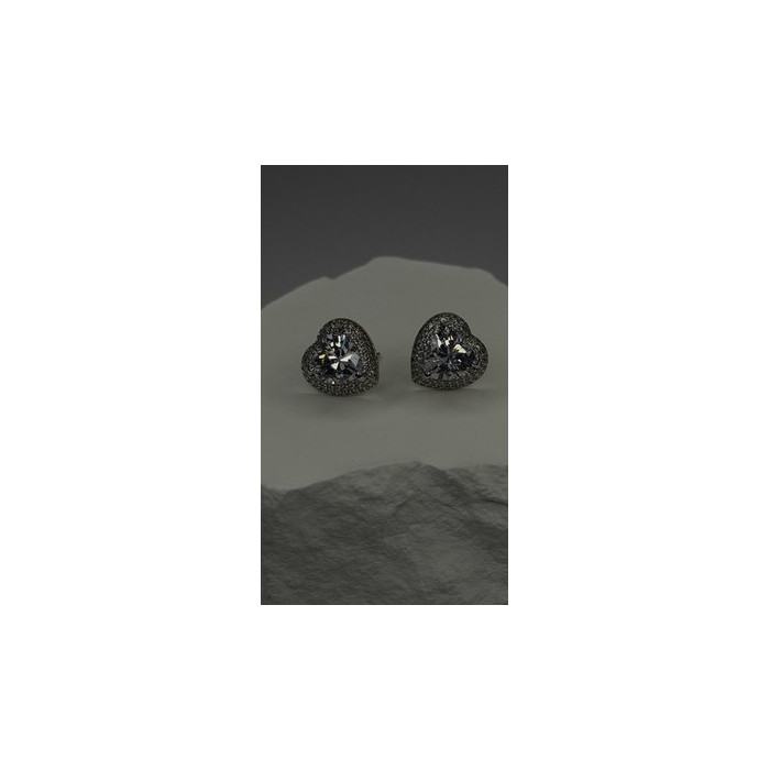 925 Sterling Silver Moissanite Heart Stud Earrings