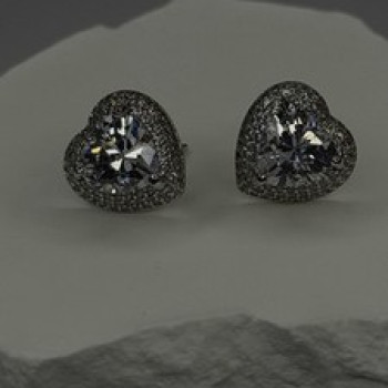925 Sterling Silver Moissanite Heart Stud Earrings