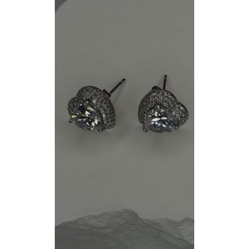 925 Sterling Silver Moissanite Heart Stud Earrings