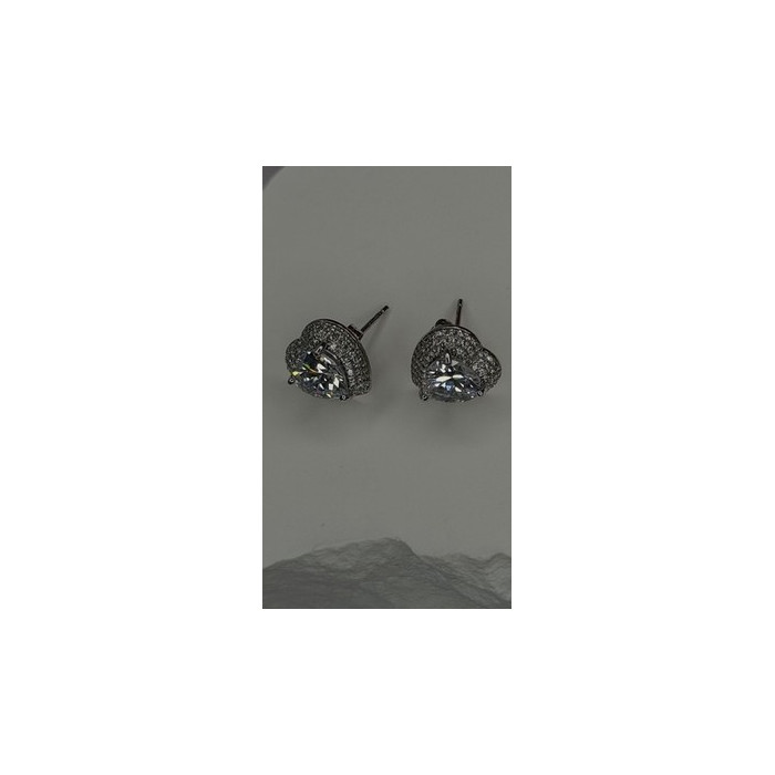 925 Sterling Silver Moissanite Heart Stud Earrings