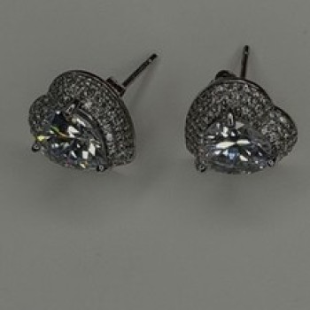 925 Sterling Silver Moissanite Heart Stud Earrings