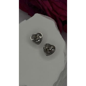 925 Sterling Silver Moissanite Heart Stud Earrings