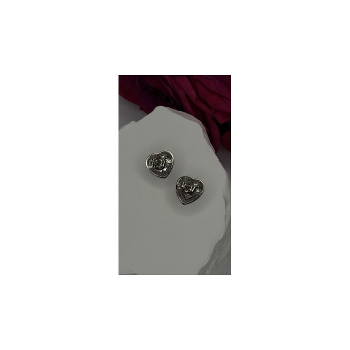 925 Sterling Silver Moissanite Heart Stud Earrings