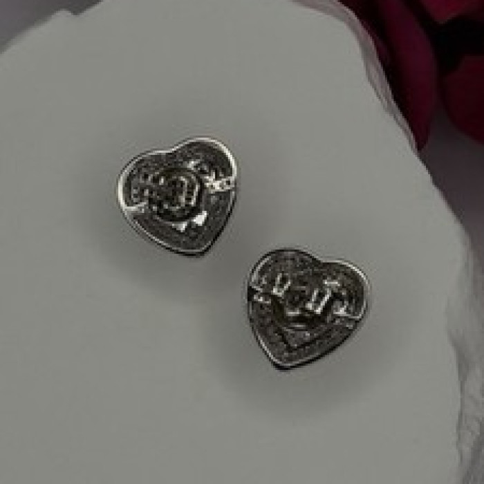 925 Sterling Silver Moissanite Heart Stud Earrings