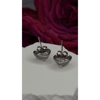 925 Sterling Silver Moissanite Heart Stud Earrings