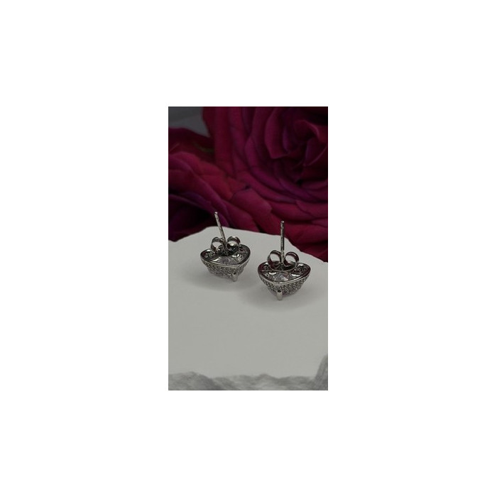 925 Sterling Silver Moissanite Heart Stud Earrings