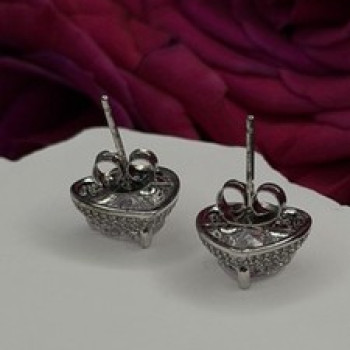 925 Sterling Silver Moissanite Heart Stud Earrings