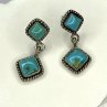 Vintage 925 Sterling Silver Blue Quoc Turquoise Dangle Earrings