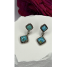 Vintage 925 Sterling Silver Blue Quoc Turquoise Dangle Earrings