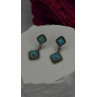 Vintage 925 Sterling Silver Blue Quoc Turquoise Dangle Earrings