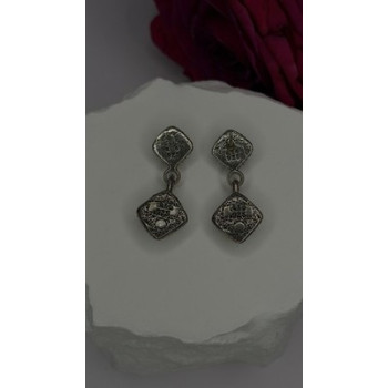 Vintage 925 Sterling Silver Blue Quoc Turquoise Dangle Earrings