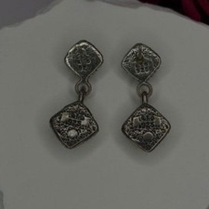 Vintage 925 Sterling Silver Blue Quoc Turquoise Dangle Earrings