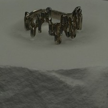 Artisanal Rock Wall Design 925 Sterling Silver Molten-Style Band Ring Size 6