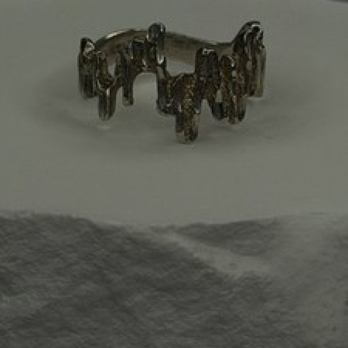 Artisanal Rock Wall Design 925 Sterling Silver Molten-Style Band Ring Size 6