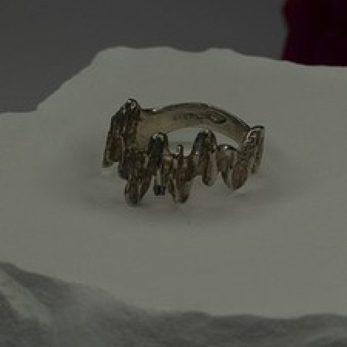 Artisanal Rock Wall Design 925 Sterling Silver Molten-Style Band Ring Size 6
