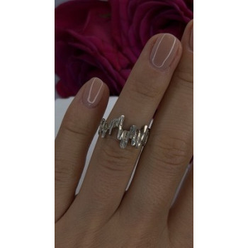 Artisanal Rock Wall Design 925 Sterling Silver Molten-Style Band Ring Size 6