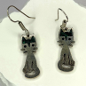 Vintage Taxco 925 Sterling Silver Green Malachite Cat Earrings