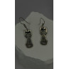 Vintage Taxco 925 Sterling Silver Green Malachite Cat Earrings