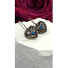 Vintage 925 Sterling Silver Blue Turquoise Heart Earrings