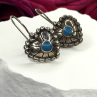 Vintage 925 Sterling Silver Blue Turquoise Heart Earrings