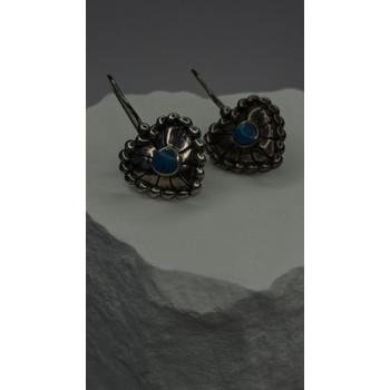 Vintage 925 Sterling Silver Blue Turquoise Heart Earrings
