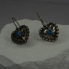 Vintage 925 Sterling Silver Blue Turquoise Heart Earrings