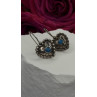 Vintage 925 Sterling Silver Blue Turquoise Heart Earrings