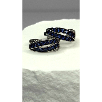 925 Sterling Silver Blue & White Sapphire Stones Earrings
