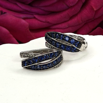 925 Sterling Silver Blue & White Sapphire Stones Earrings