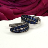 925 Sterling Silver Blue & White Sapphire Stones Earrings