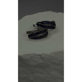 925 Sterling Silver Blue & White Sapphire Stones Earrings