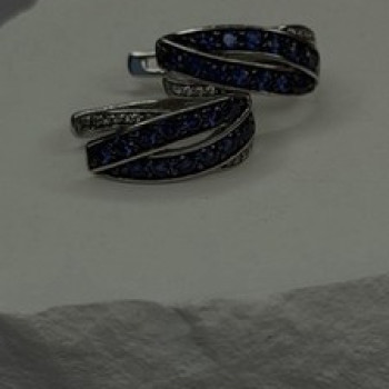925 Sterling Silver Blue & White Sapphire Stones Earrings