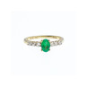 10K YELLOW GOLD EMERALD & COLORLESS SPINEL  RING SIZE 6.25