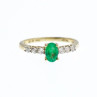 10K Yellow Gold Emerald & Colorless Spinel Ring Size 6.25