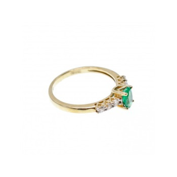 10K YELLOW GOLD EMERALD & COLORLESS SPINEL  RING SIZE 6.25