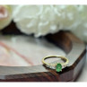 10K Yellow Gold Emerald & Colorless Spinel Ring Size 6.25