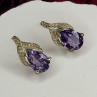 925 Sterling Silver Pear-Cut Amethyst Earrings