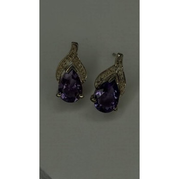 925 Sterling Silver Pear-Cut Amethyst Earrings