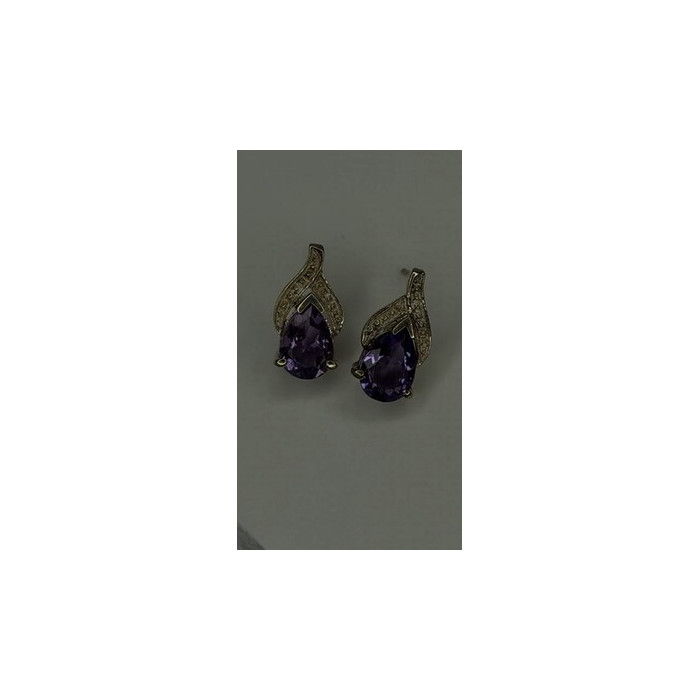 925 Sterling Silver Pear-Cut Amethyst Earrings