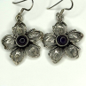 Vintage Flower 925 Sterling Silver Amethyst Earrings