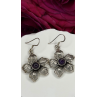 Vintage Flower 925 Sterling Silver Amethyst Earrings