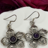 Vintage Flower 925 Sterling Silver Amethyst Earrings